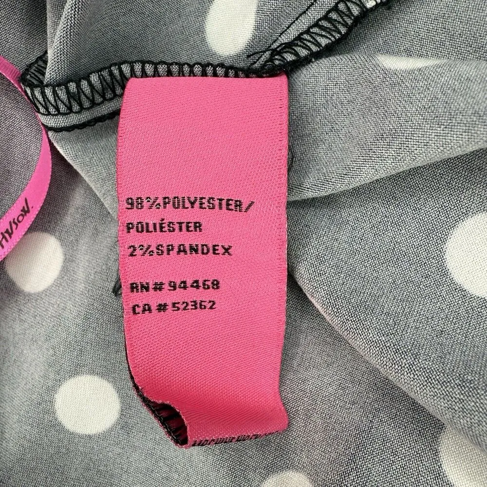 Betsy Johnson‎ Top S Cape Sleeve Black White Polka Dot Shirt Popover Tie Blouse - Image 6