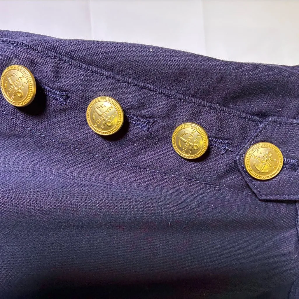 NWT Nautica Jeans Navy Wide Leg Full Nautical Pants with Large Gold Buttons - Image 3