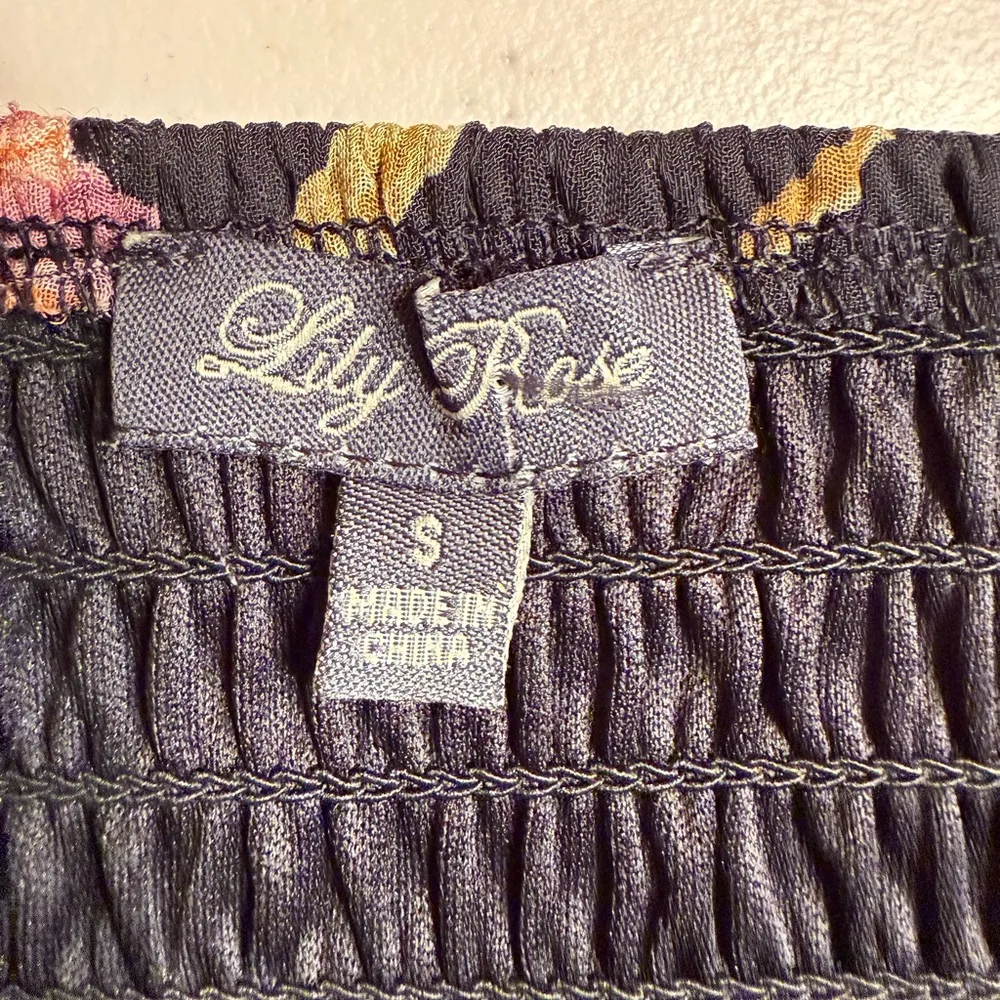 Lily Rose Black Dress with Pink and Yellow Floral Accents - Image 7