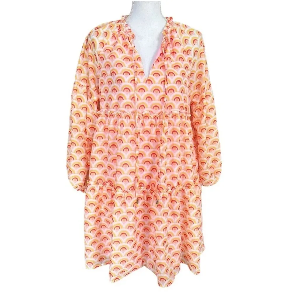 NWOT J. Marie Rainbows Balloon Sleeve Tiered Mini Dress Size XS Pink - Image 6