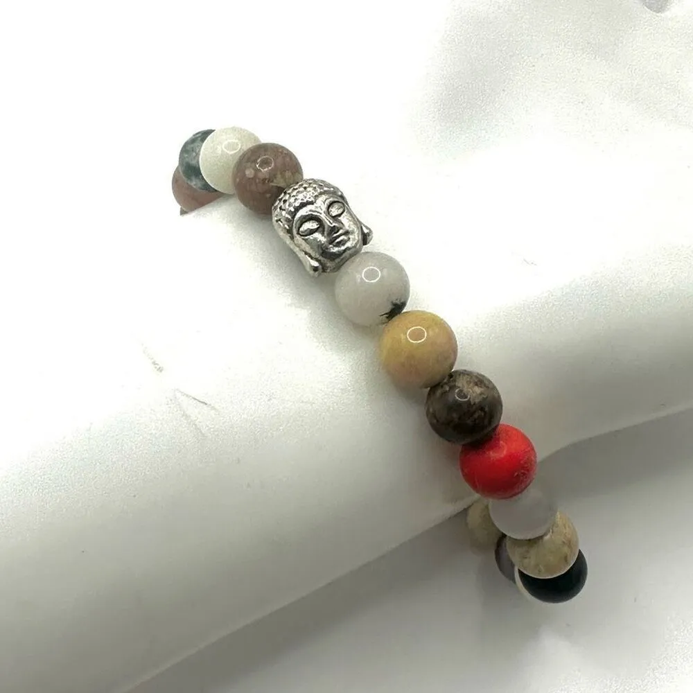 Buddha bead natural stones stretchy bracelet - Image 4