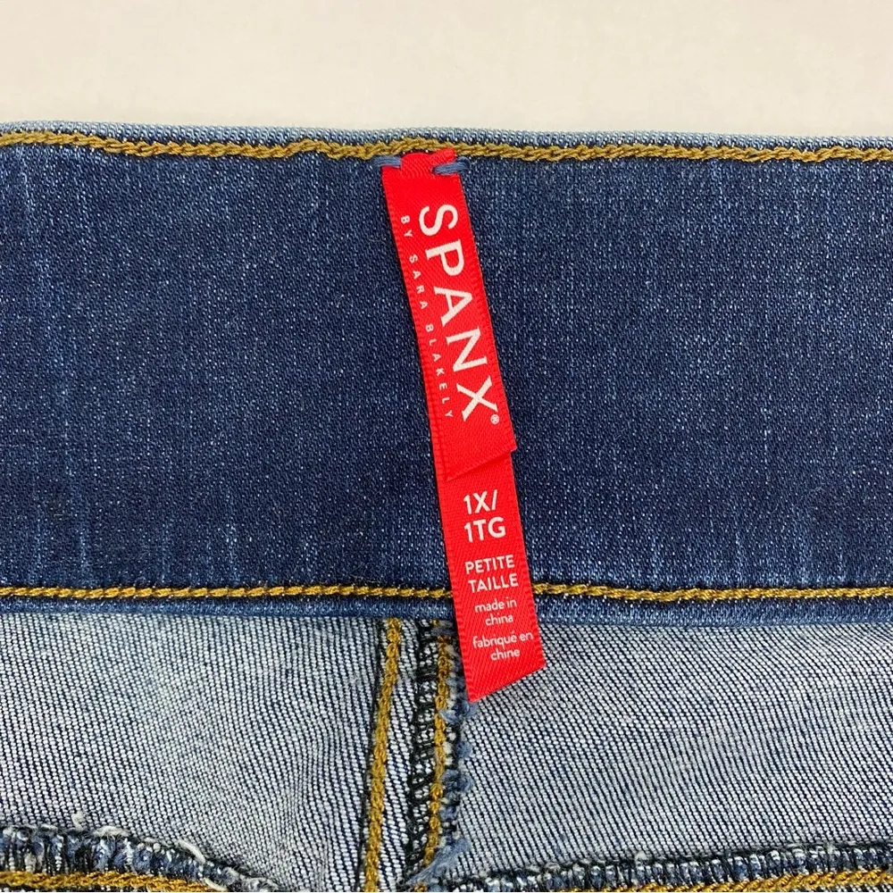 SPANX Distressed Ankle High Rise Skinny Jeans: Medium Wash - Image 13