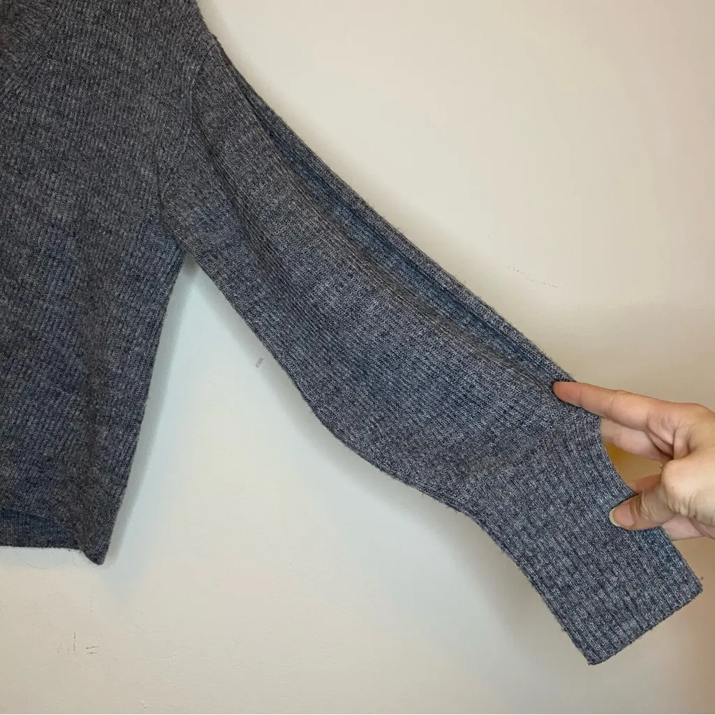 QUINCE Baby Alpaca Wool Cropped Button Down Cardigan Charcoal Gray Sz Small - Image 7