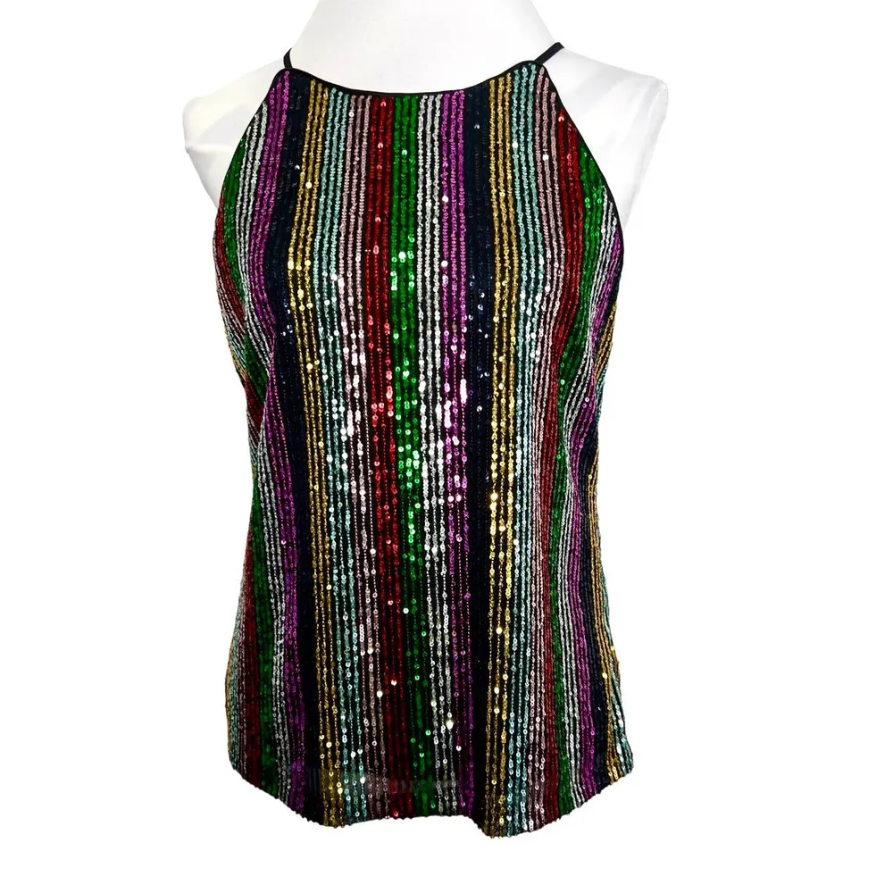 INC Rainbow Sequin Top Medium - Image 6