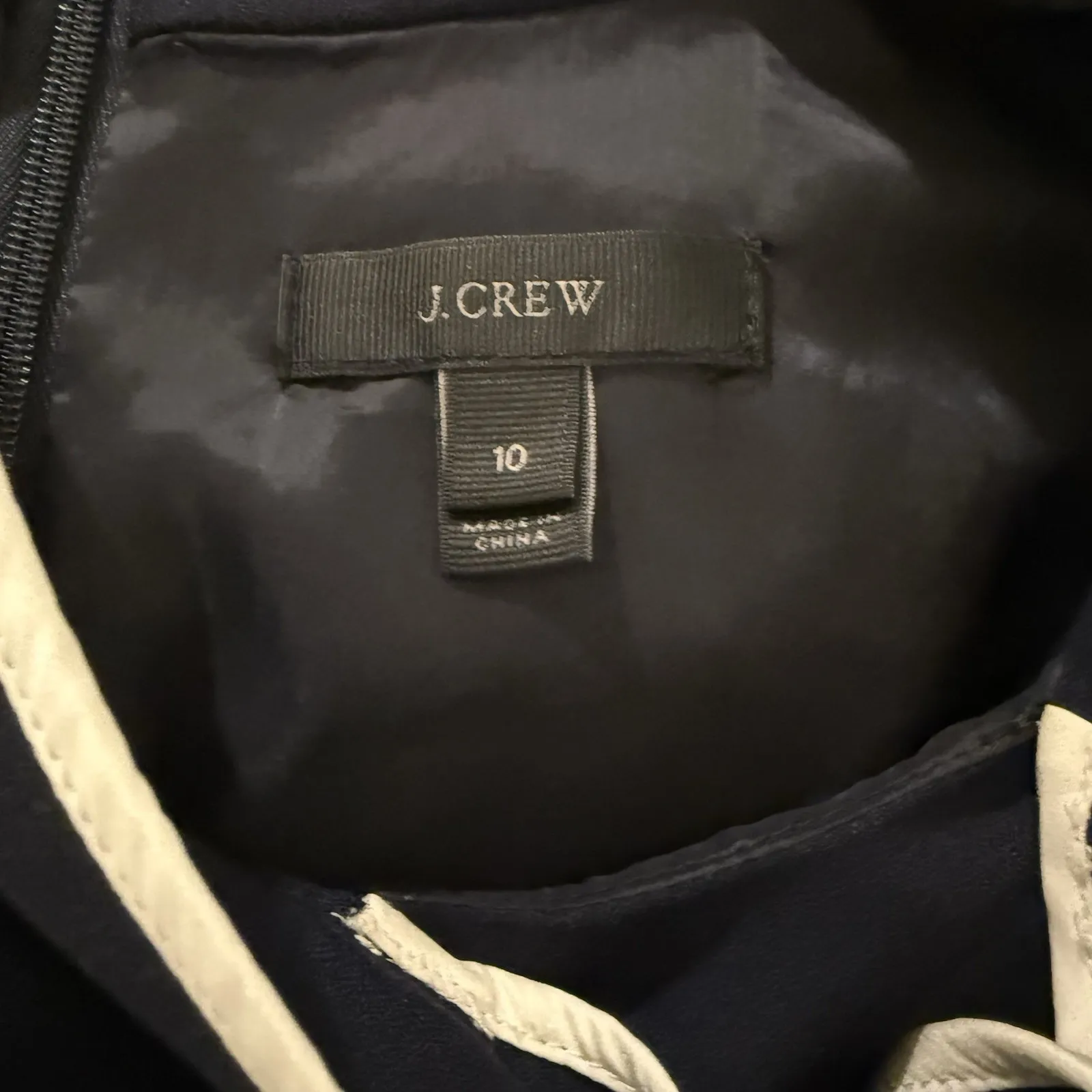 J Crew Blythe Dress Womens 10 Navy Blue Wool Tie Neck Crepe Professional Office - Image 4