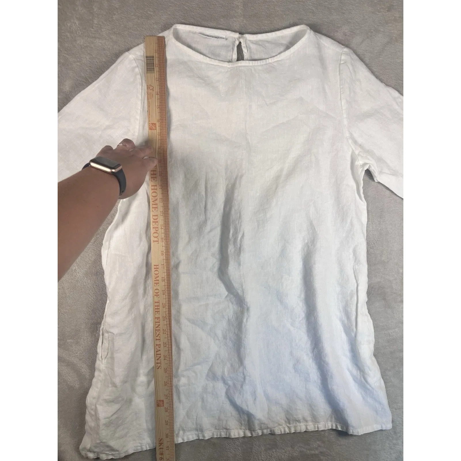 Bryn Walker 100% Linen Hopper Dress White Size S EUC Lagenlook Fairy Cottage - Image 5