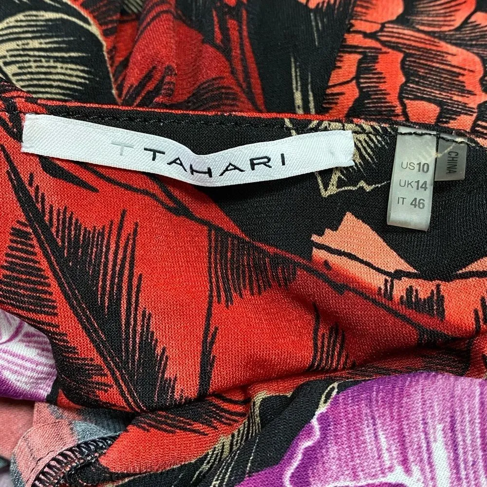 T Tahari Floral Halter Crisscross Neckline Women’s Dress 10 Side Slit Mod Praire - Image 7