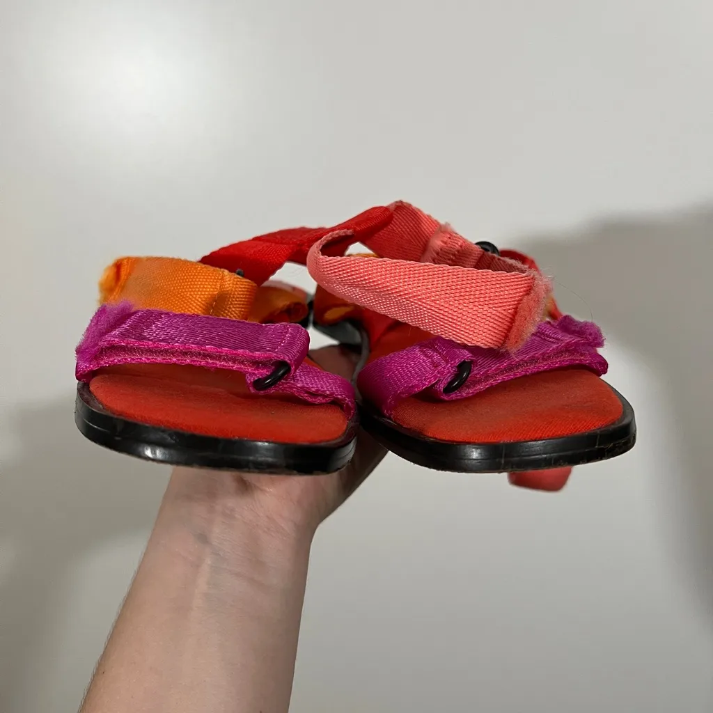 J. Crew Gretchen Sandals in Colorblock Red, Orange, and Pink Size 9 Women’s - Image 2