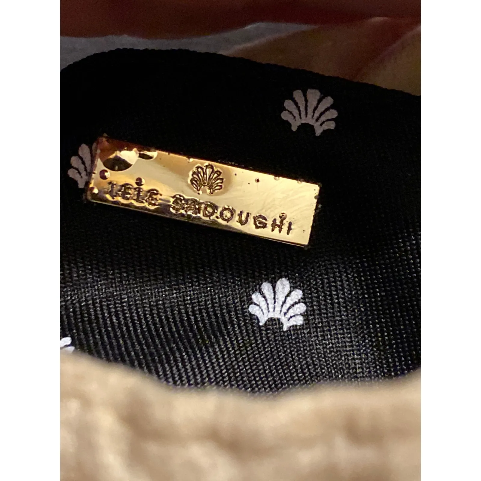 Lele Sadoughi Drawstring Bag Pale Yellow Space for Pearls Buttons Rhinestone - Image 4