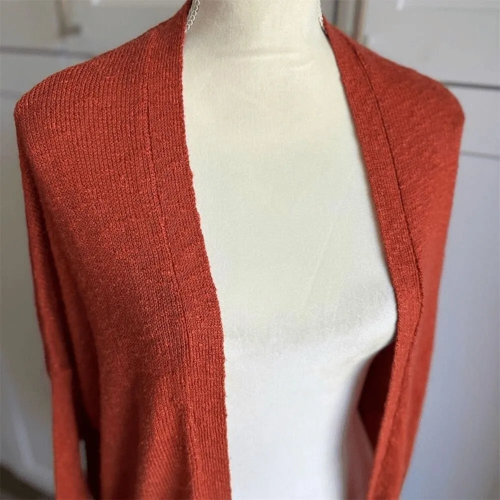 Mango Women's XS/S Orange Knit Cardigan Sweater Batwing Sleeves - Image 2