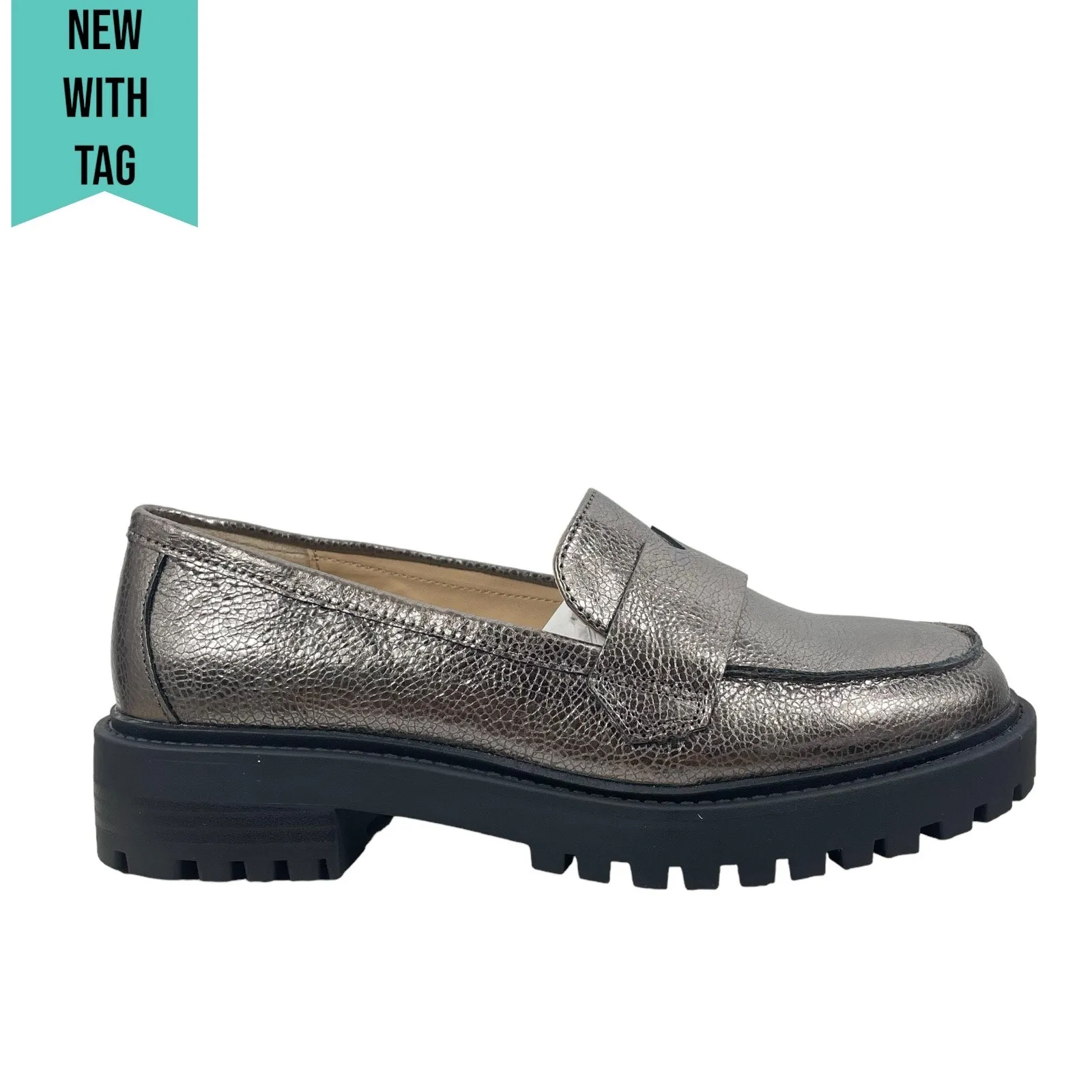 Banana Republic Lug Sole Metallic Loafers Pewter Brown Size 6 - Image 2