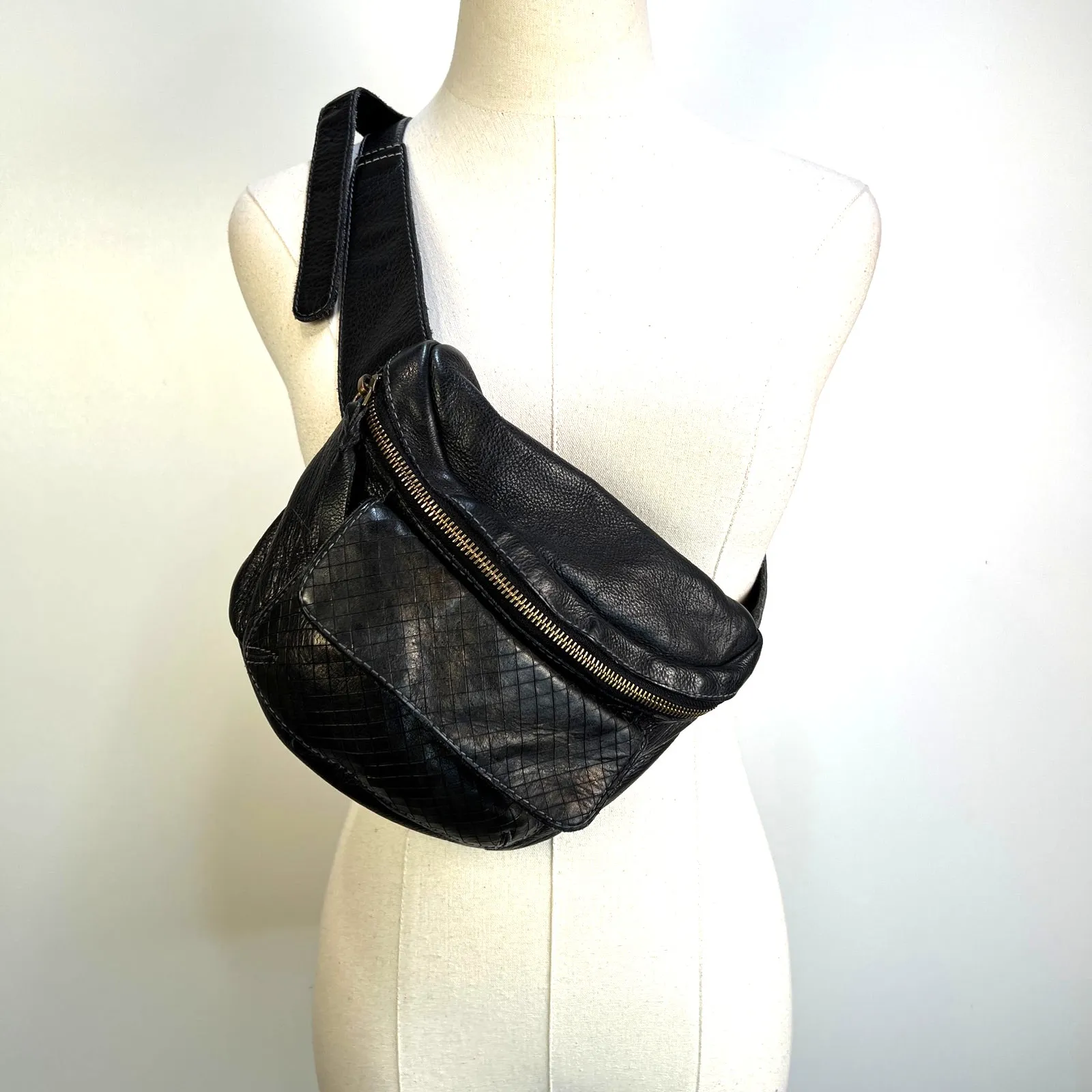 Free People Corrinne Leather Fanny Pack Belt Bag Black - Image 2
