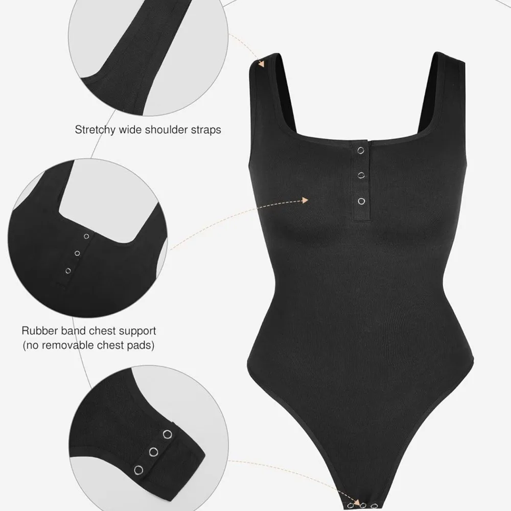 NWT Popilush Brown Henley Shapewear Tank Top Bodysuit - Image 2