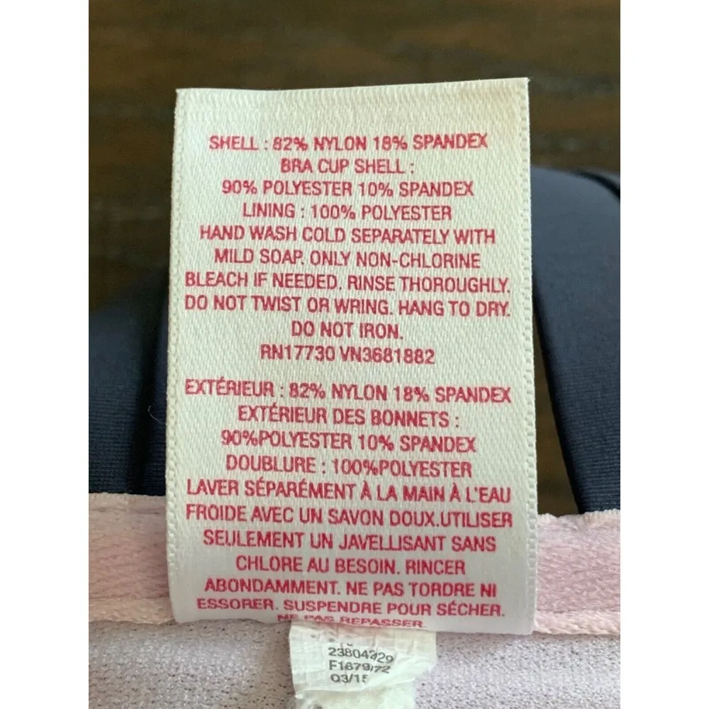 Bikini Top Bandeau Molded Laser Cut Swimsuit Pink Gray Geometric XS - Image 9