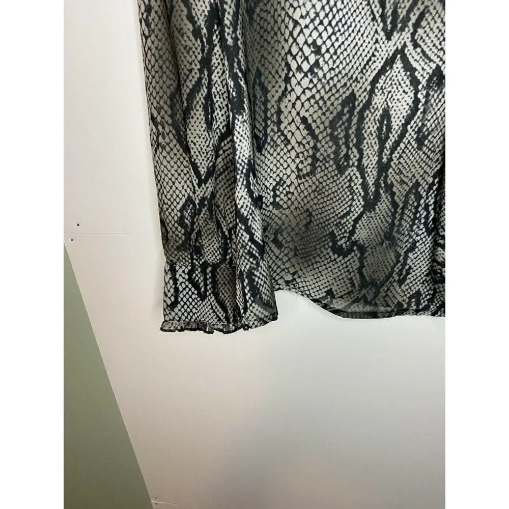 Anthropologie Tulle Sheer Top Blouse X-Small Snakeskin Print - Image 3