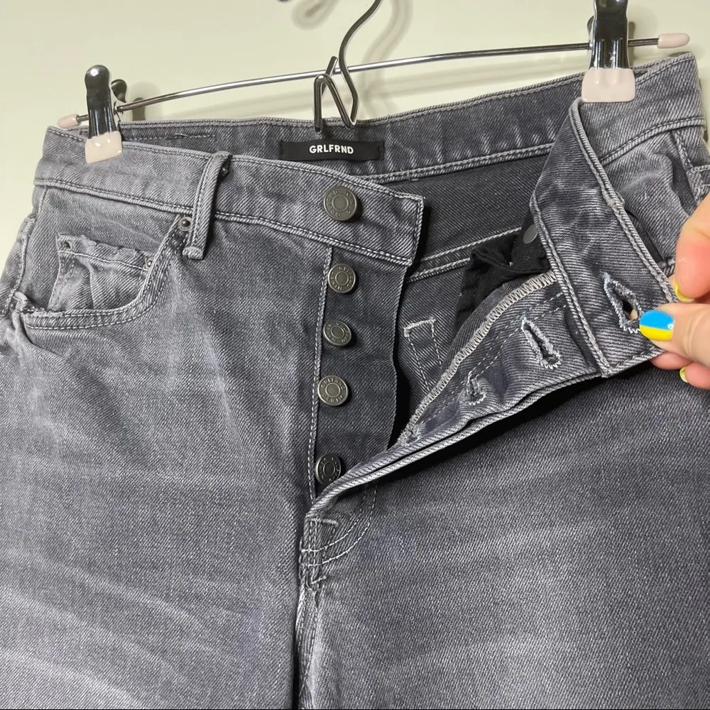 GRLFRND The Helena washed Grey High-Rise Straight-Leg Jeans size 26 - Image 8
