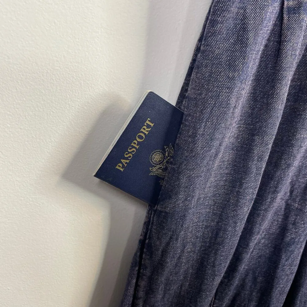 Open Back Buttondown Lightweight Crop Pants Jumpsuit 2P 2 P Petite - Image 6