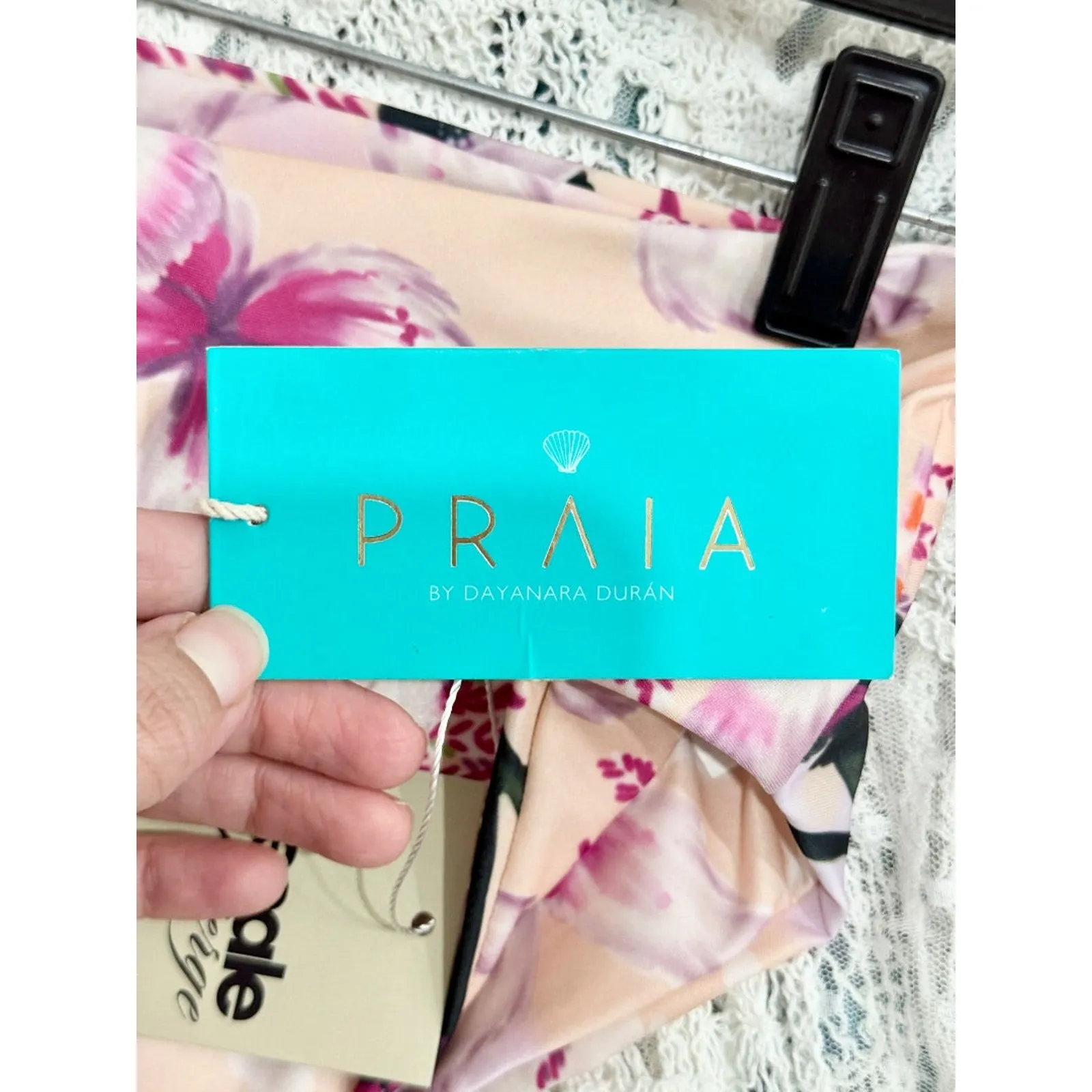 NWT PRAIA by Dayanara Duran Floral Bandeau Bikini Top Bikini Bottom Set Womens M Pink Size M - Image 7