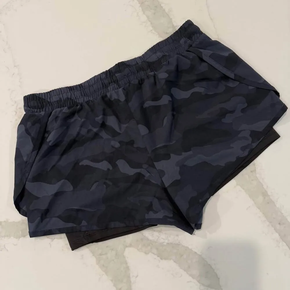 RBX Activewear Lined Running Shorts Women's Large Black Camo Training Workout - Image 4