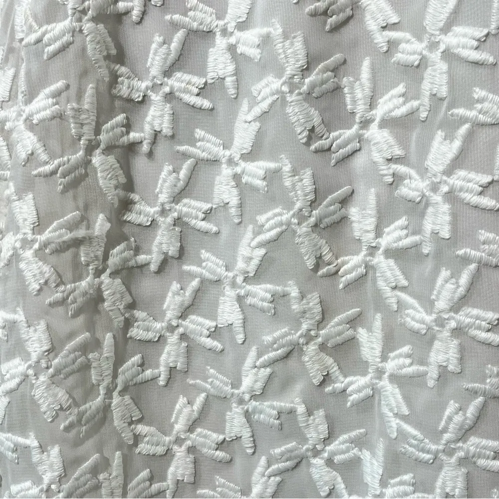 Tanya Taylor Rare White Lace Knee Length Diagonal Slit Floral Skirt Size 6 - Image 8