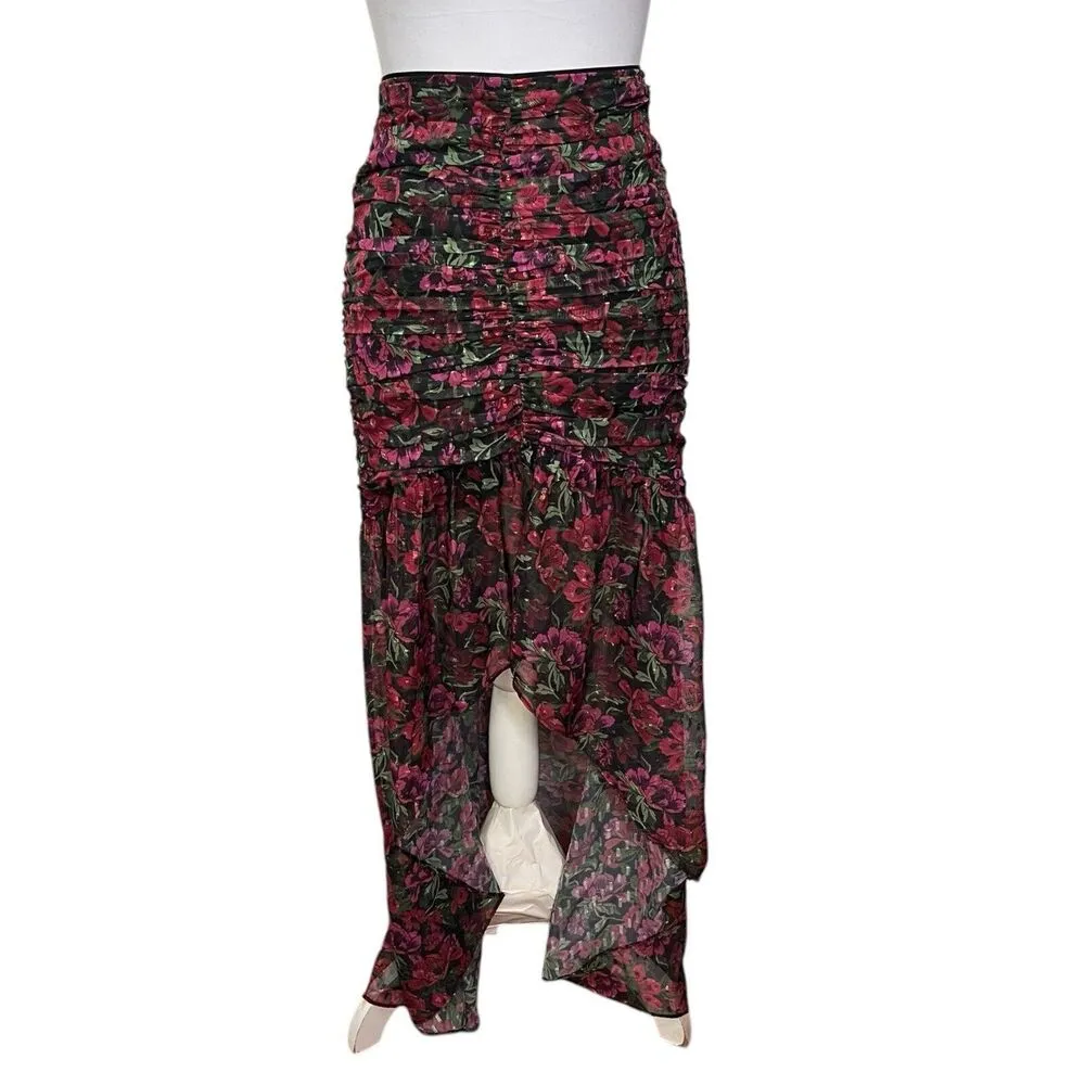 Majorelle Giana Maxi Skirt Winter Berry Asymmetrical Floral Womens Size XXS - Image 2