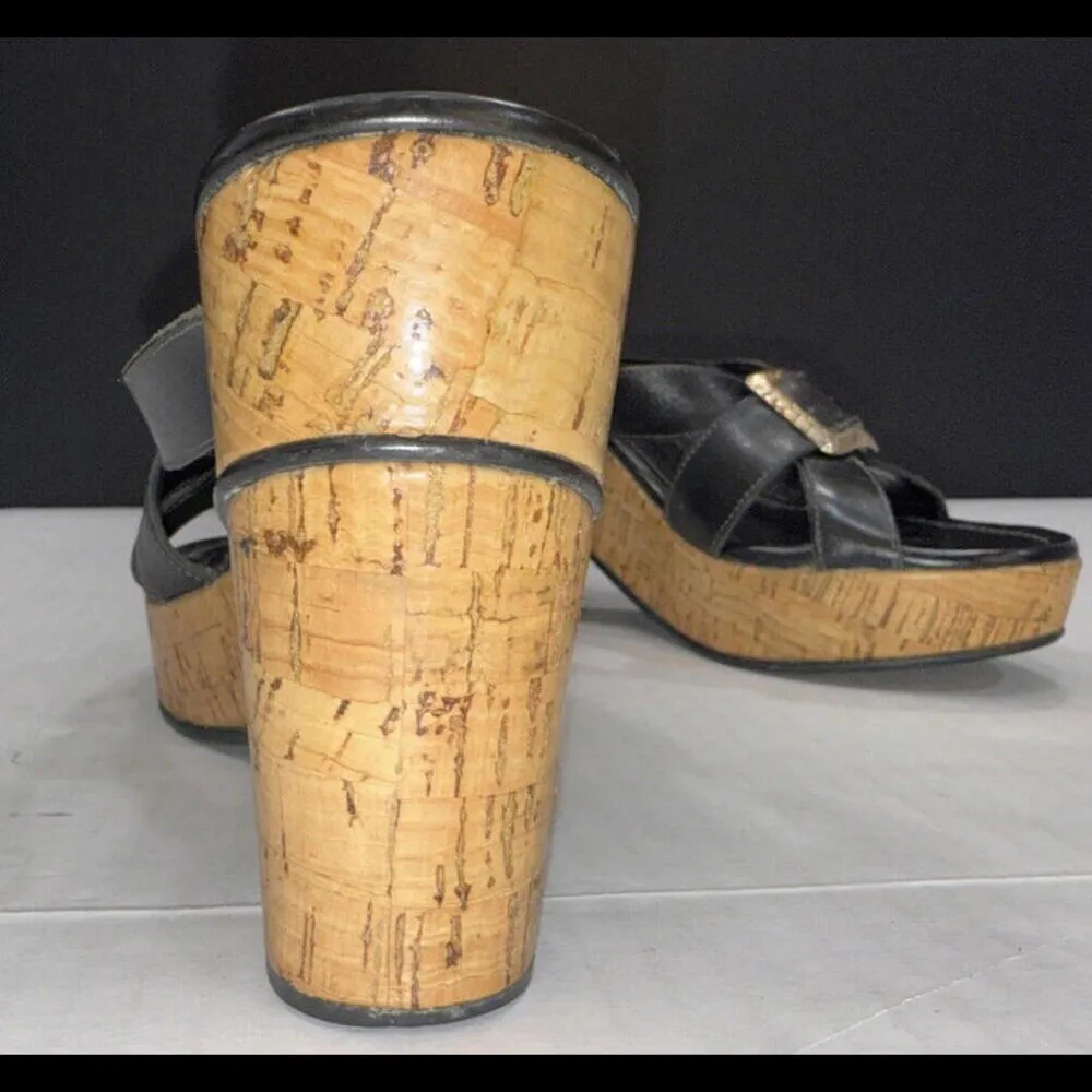 Brighton Vintage Y2K 90’s Millennial Wood Buckle Sandal Wedge Clogs 7.5N - Image 13