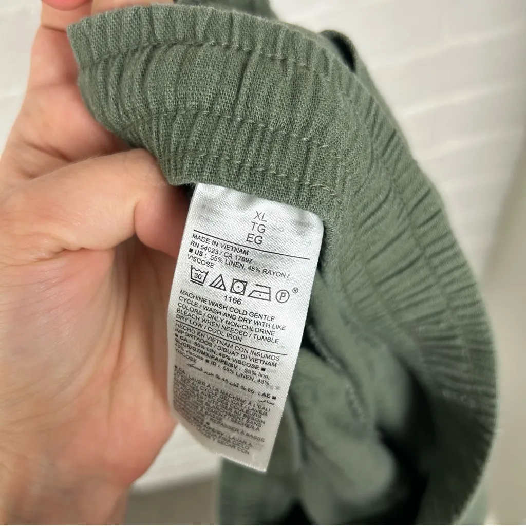 Old Navy Green Linen Blend Relaxed Pull On Shorts Size XL - Image 4