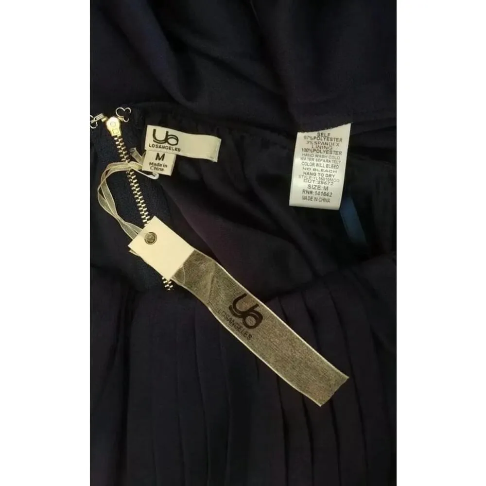 Navy Blue Strapless Pleated Front Belted Dress by Ya Los Angeles from ModCloth - Image 6