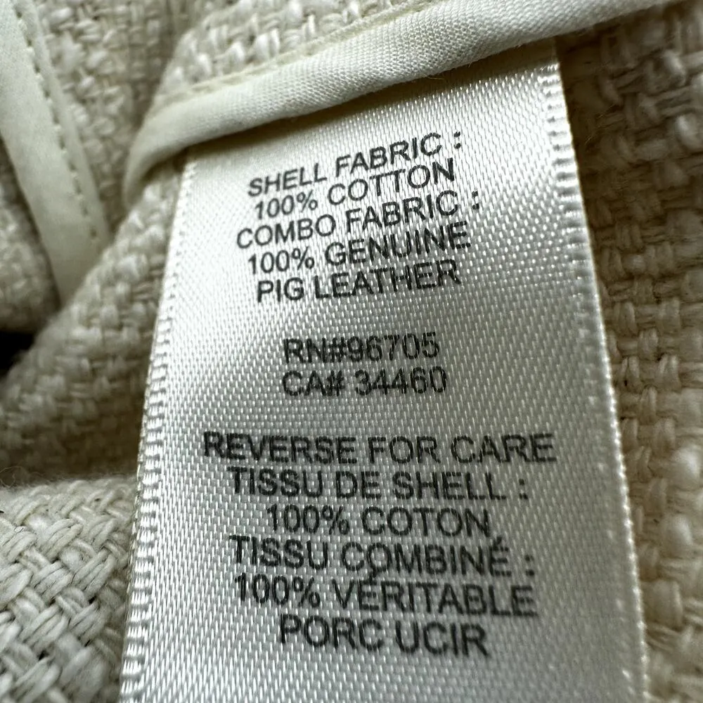 Rebecca Taylor Cotton Tweed Suiting Jacket Cropped Full Zip Fringe White Small - Image 4