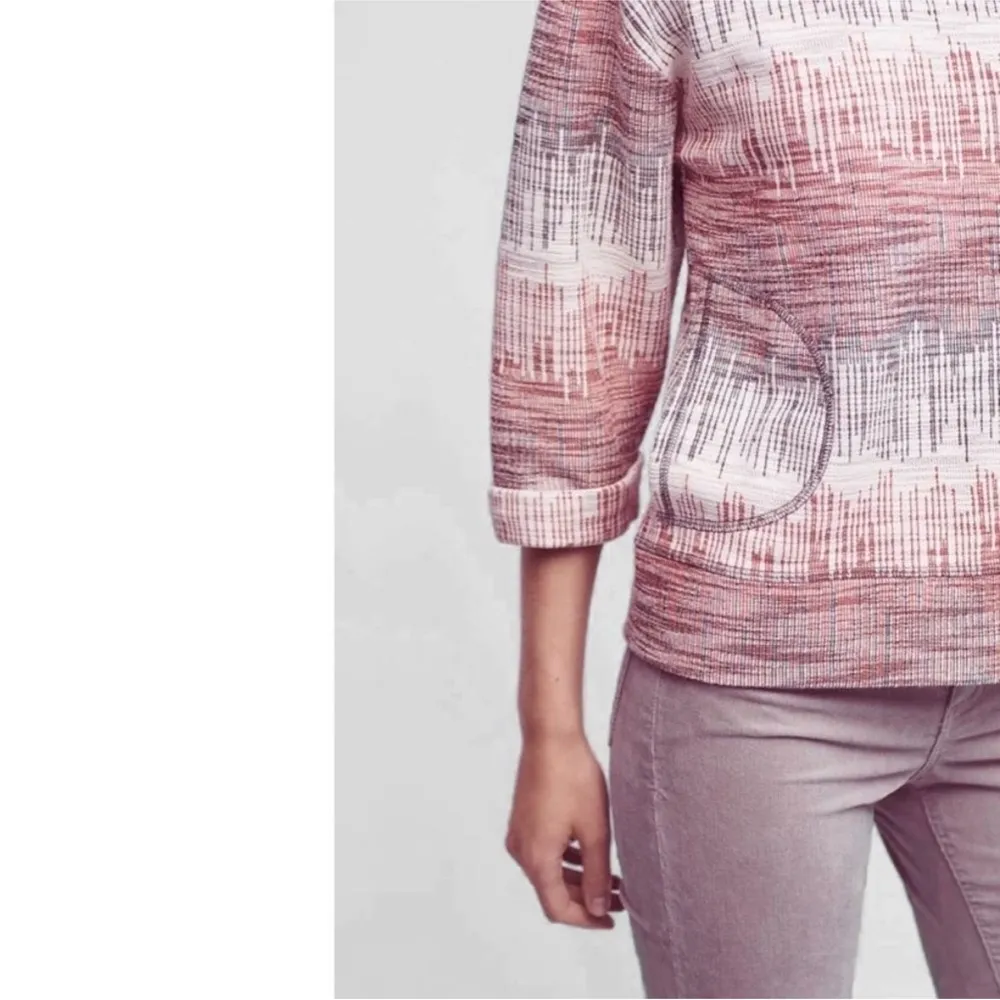 Anthropologie Postmark Etched Sunset Pullover Top Sz XS Pockets Art to Wear - Image 6