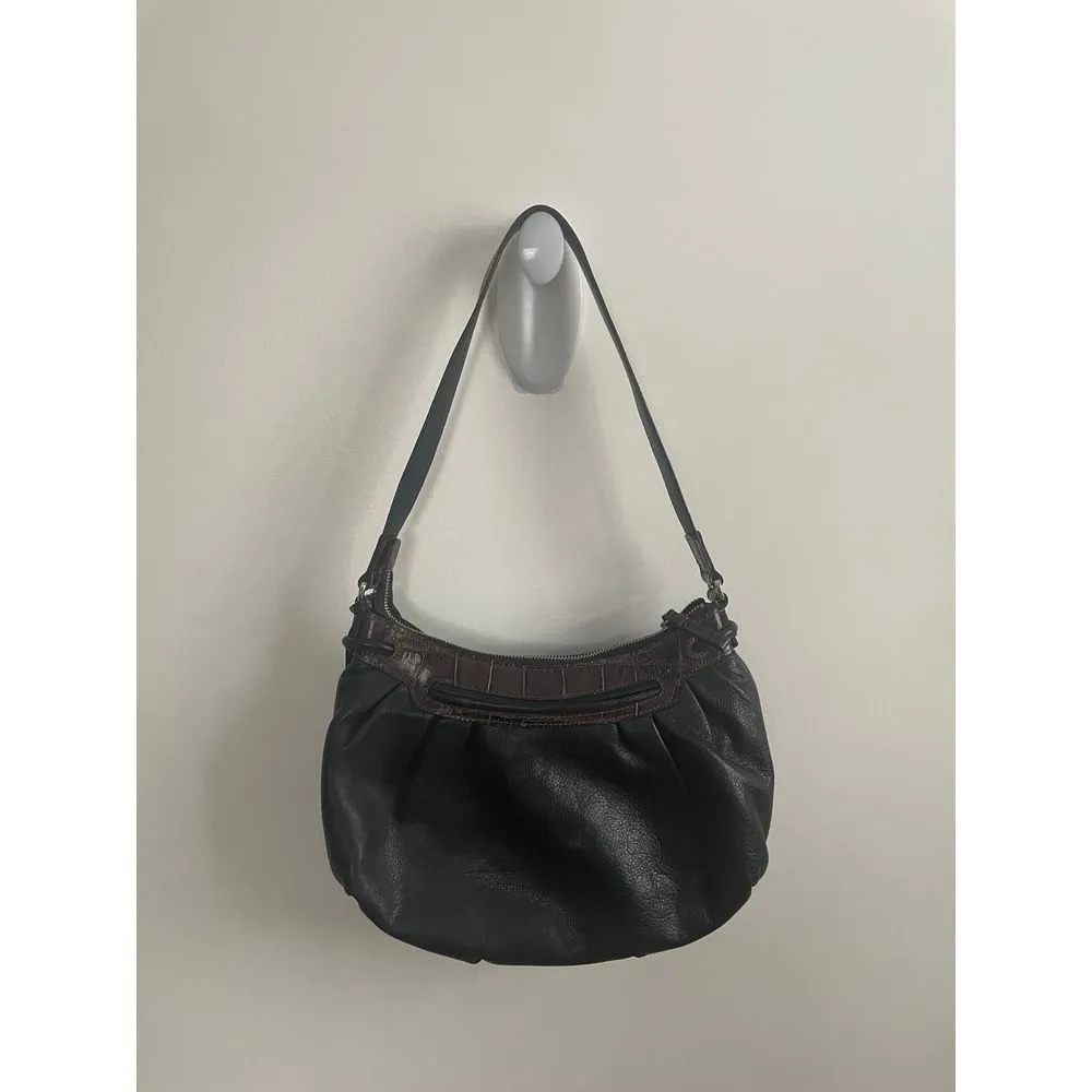 Brighton‎ Black Leather Hobo Bag with Brown Croc Trim & Silver Hardware - Image 12