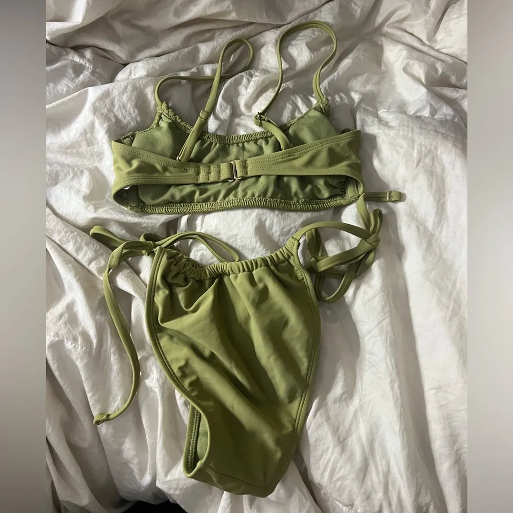 Xhilaration SM olive green cinched 2pc bikini top - Image 3