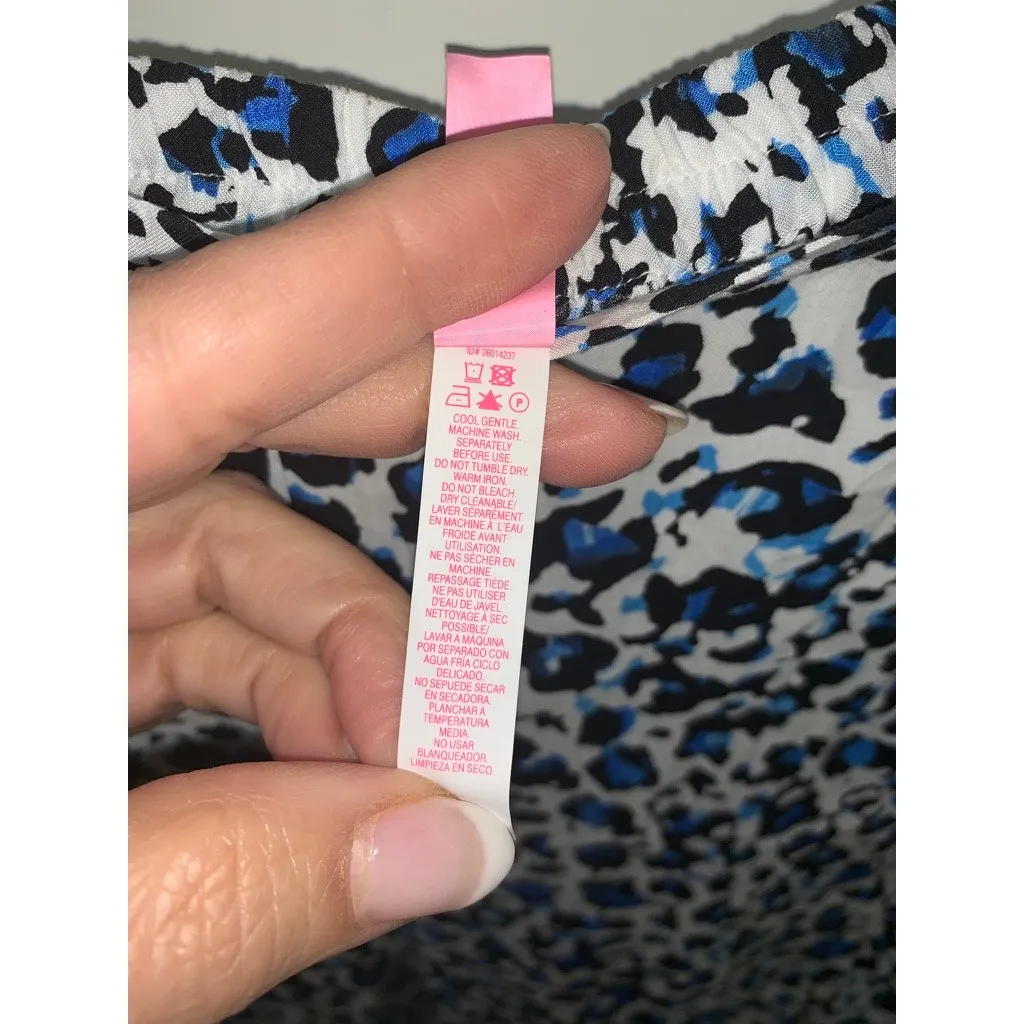 Victoria's Secret Women's Large Blue Leopard Print‎ Wide-Leg Pants Casual - Image 5