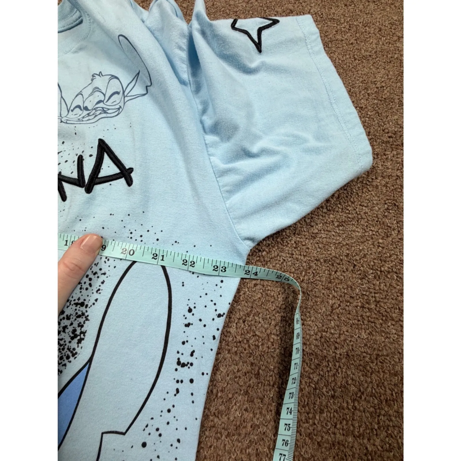 Disney Stitch Embroidered Ohana Means Family Blue Graphic T Shirt Womens XL - Image 6