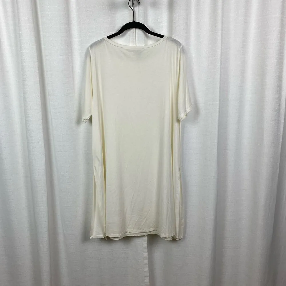 Eileen Fisher Cream Tencel Short Sleeve T-Shirt Dress Sz.L - Image 8