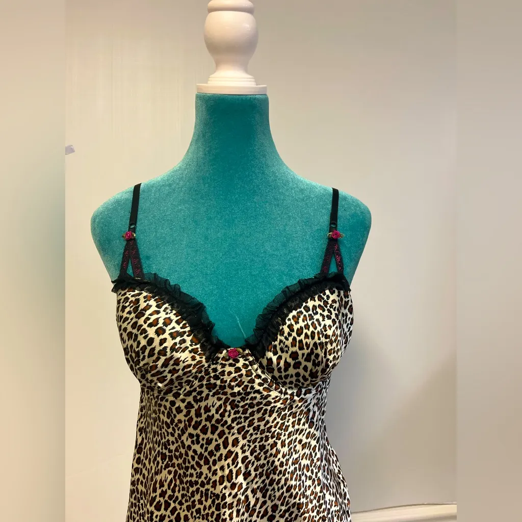 Gilligan & O’Malley Leopard Print Lace Trim Sleep‎ Dress – Size S - Image 2
