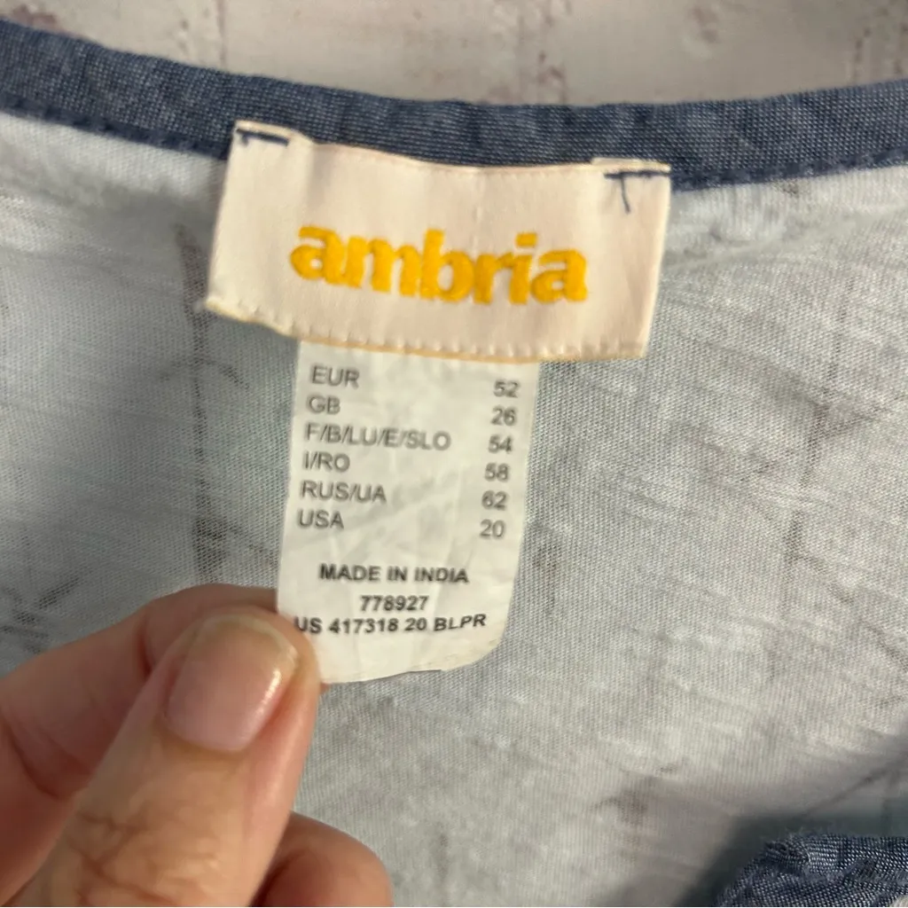 Ambria red white and blue nautical print relaxed top size 20 plus cotton - Image 5