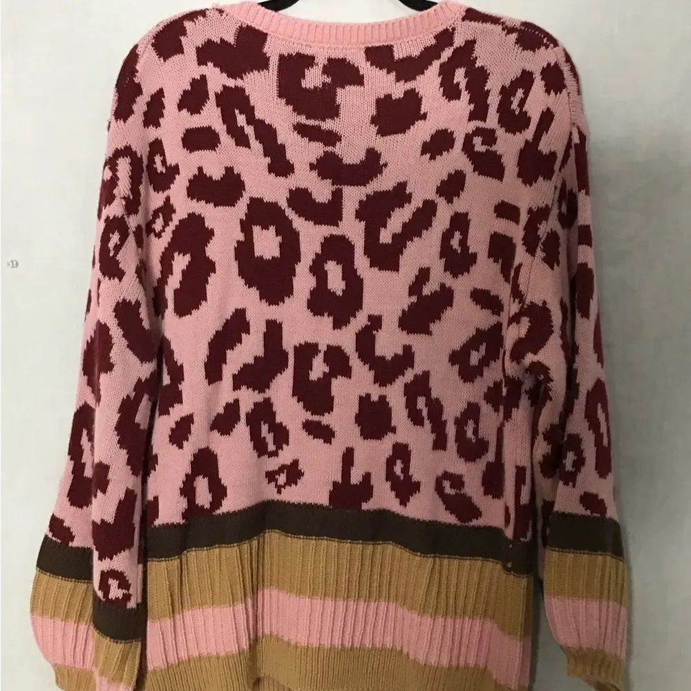 Promesa Animal Print Bell Sleeves Round Neck Multi Colored Size‎ S/M Sweater - Image 2