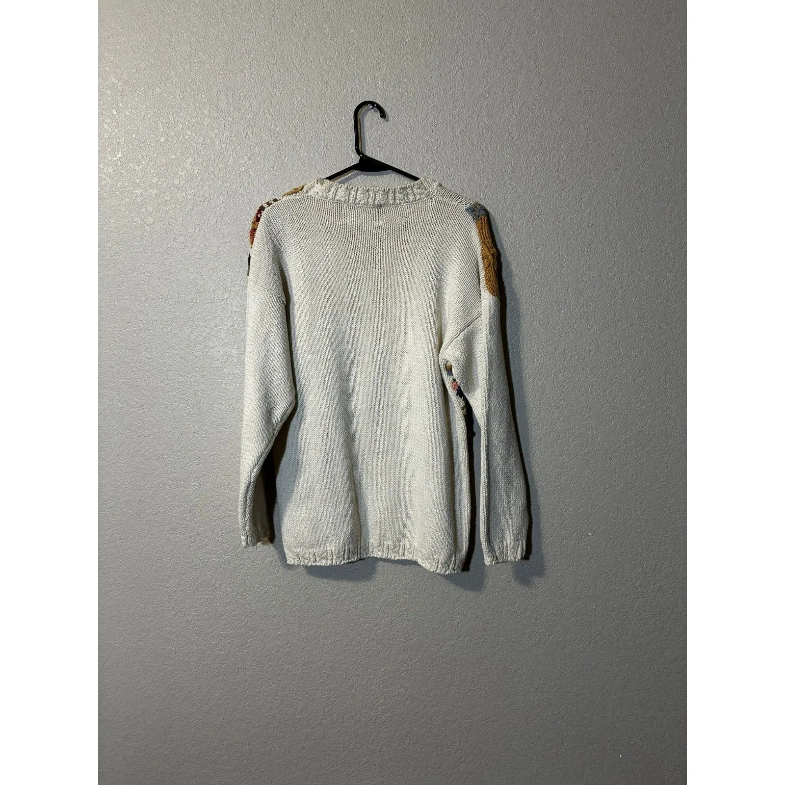 Vintage Crystal Kobe 90's Heavy Knit Grandma Floral Sweater Large Orange - Image 5