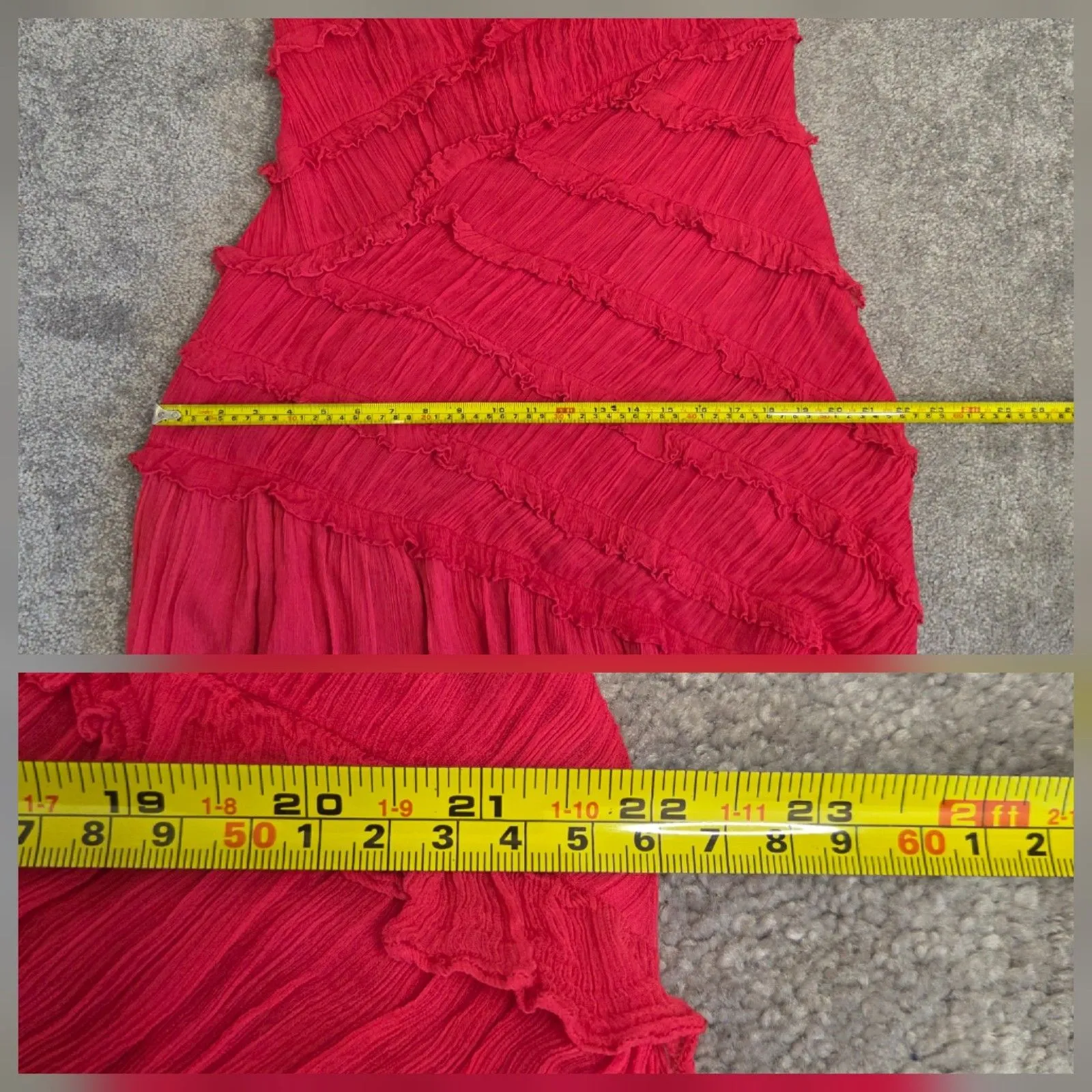 Anthropologie Maxi Dress XL Strapless Pink Ruffle Chiffon Goddess Coquette Boho - Image 14