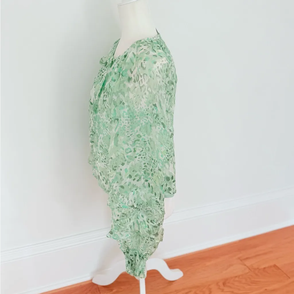 Ramy Brook Printed Reed Tie Front Long Sleeve Silk Blend Blouse
Ramy Small - Image 8