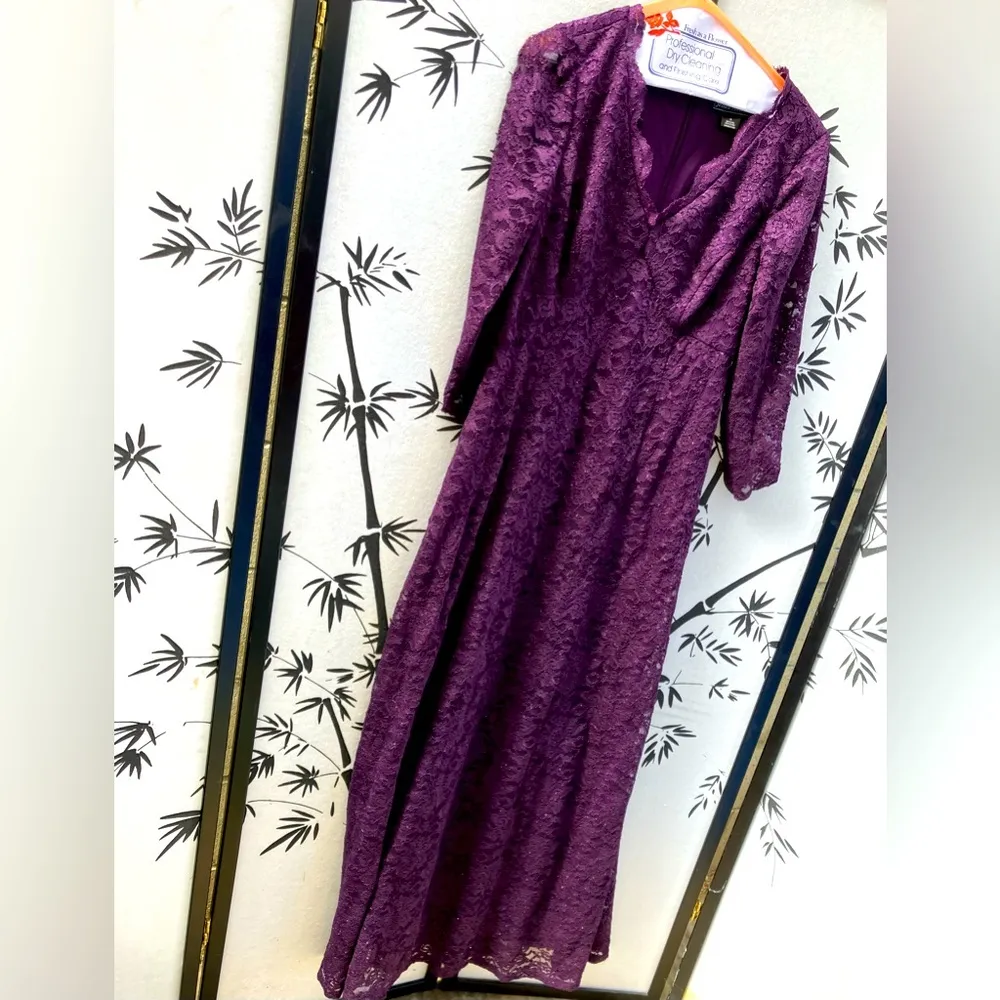 JESSICA HOWARD - LONG SLEEVE METALLIC LACE GOWN JH9M7887 - Image 7