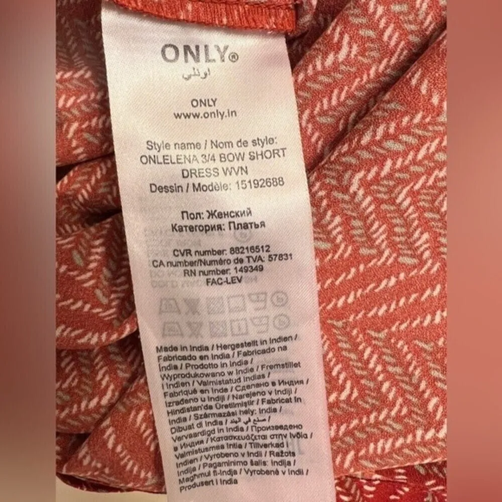 Women’s Only dress midi red sundress chic romantic long sleeve casual size  38 - Image 7