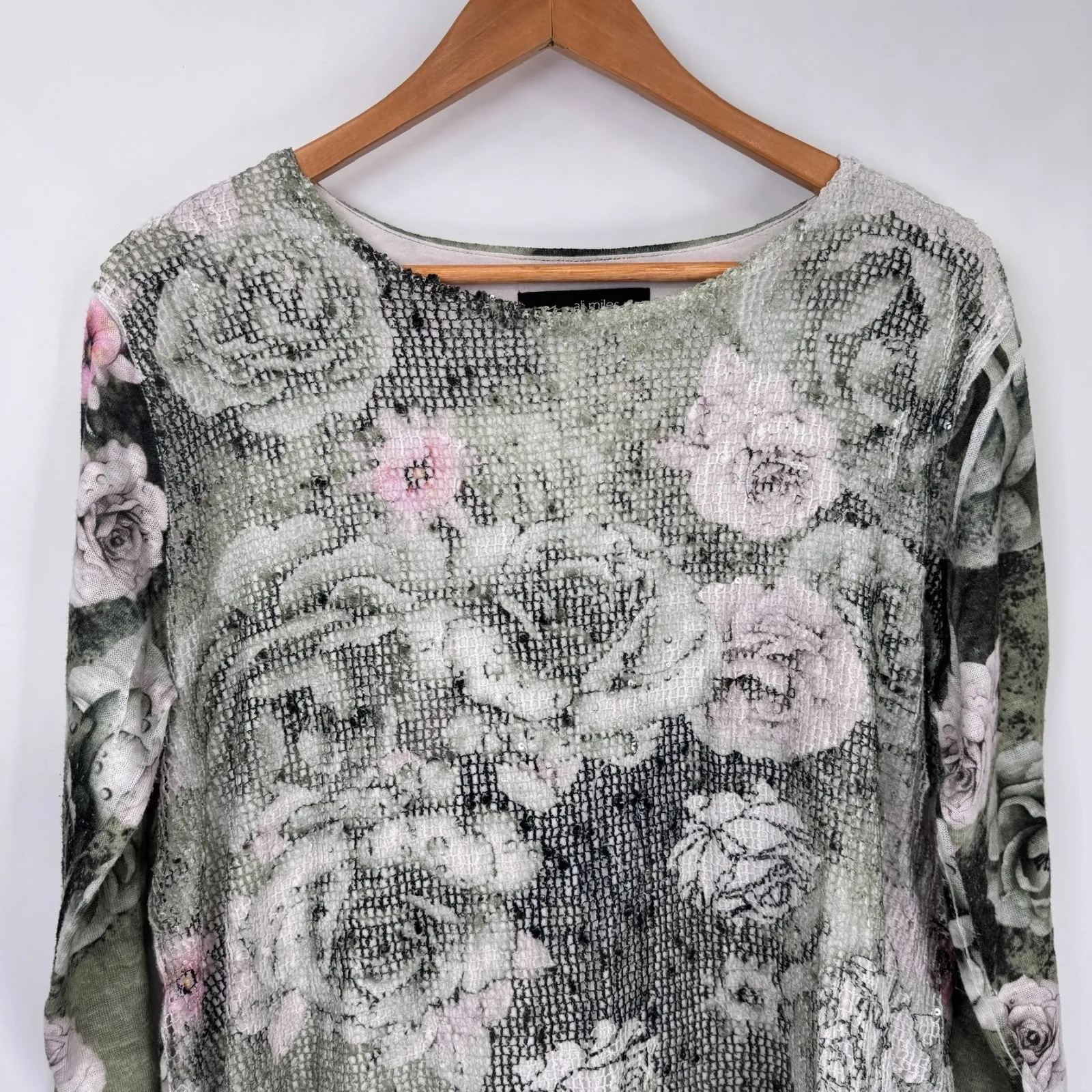 Vintage Y2K Ali Miles Top Womens Large Green Polyester Romantic Forest Fairy - Image 2