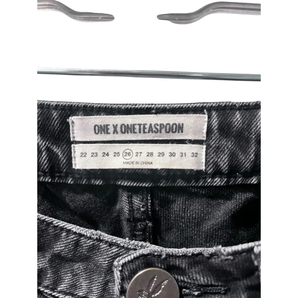 One Teaspoon Truckers Mid Waist Straight Leg Black Jeans Size 26 Button Fly - Image 2