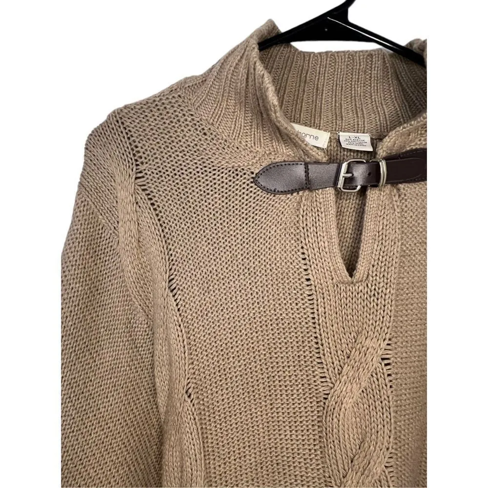 Liz Claiborne Tan Poncho Knit Sweater With Collar On Neck - Image 2