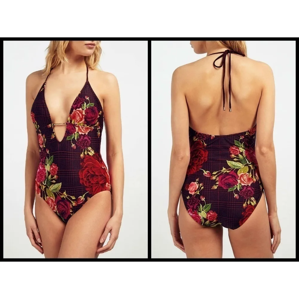 💕TED BAKER💕 Jusia Juxtapose Rose Halter One-Piece Swimsuit Floral TB4 US10 NWT - Image 4