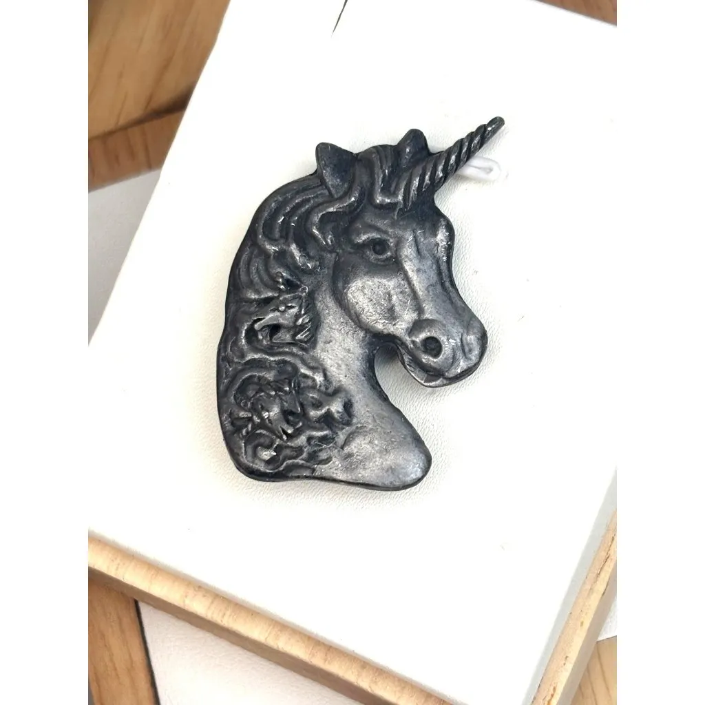 Vintage Pewter Unicorn Brooch With Intricate Detailing & earrings set Silver - Image 4