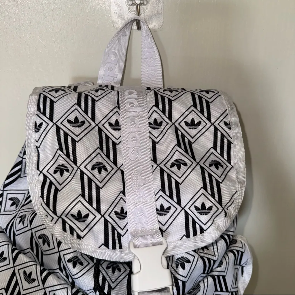 Adidas Black and White Geometric mini Backpack - Image 5