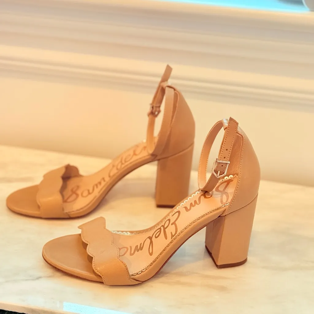 Sam Edelman Odila Ankle Strap Sandal Heel in Golden Caramel Suede 6.5 - Image 8